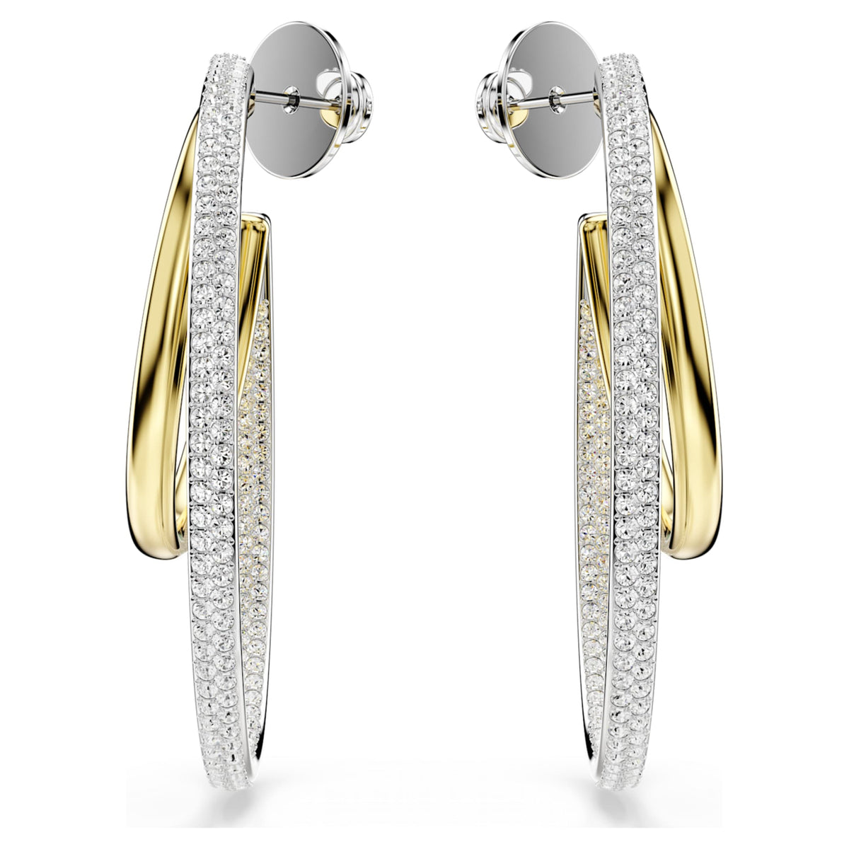 Swarovski Hyperbola hoop earrings Round cut, Medium, White, Mixed metal finish