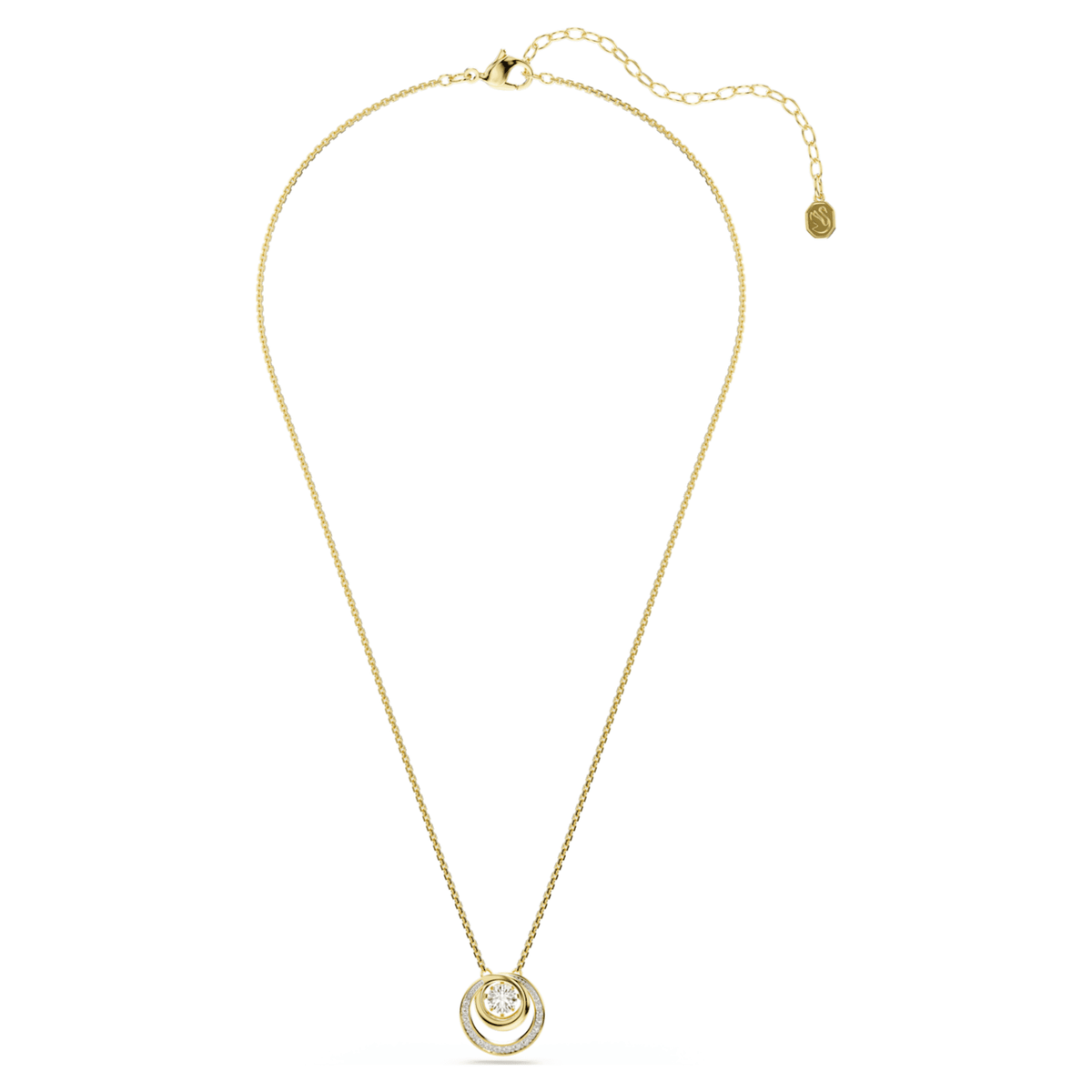 Swarovski Hyperbola pendant Round cut, White, 18K gold finish