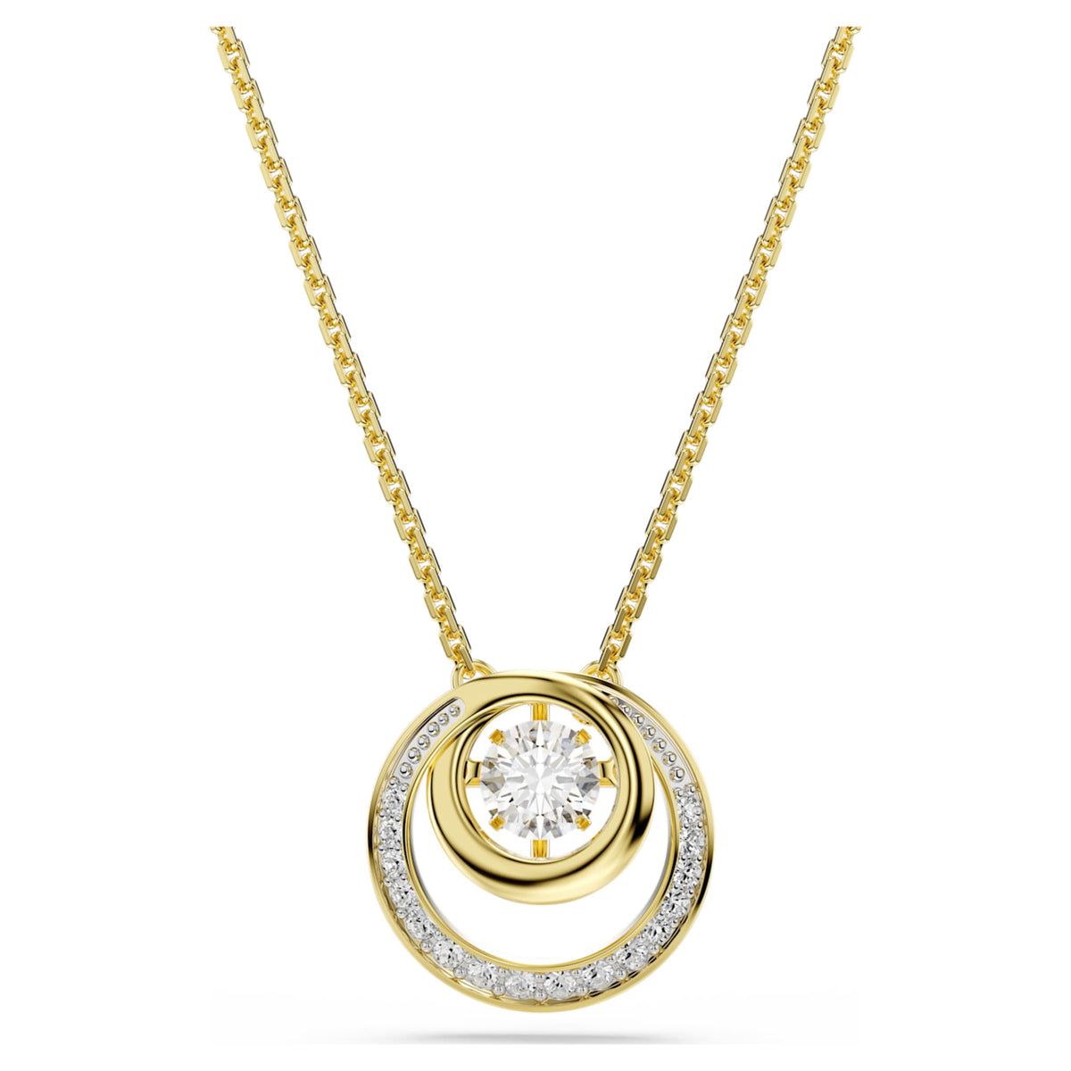 Swarovski Hyperbola pendant Round cut, White, 18K gold finish