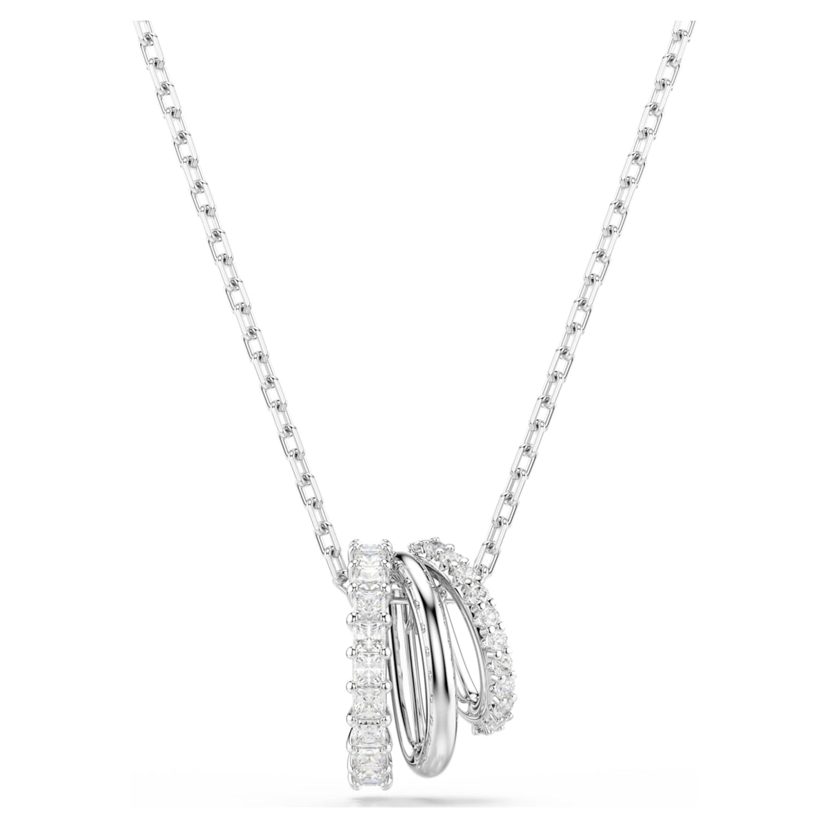 Swarovski Hyperbola pendant Round cut, White, Rhodium plated
