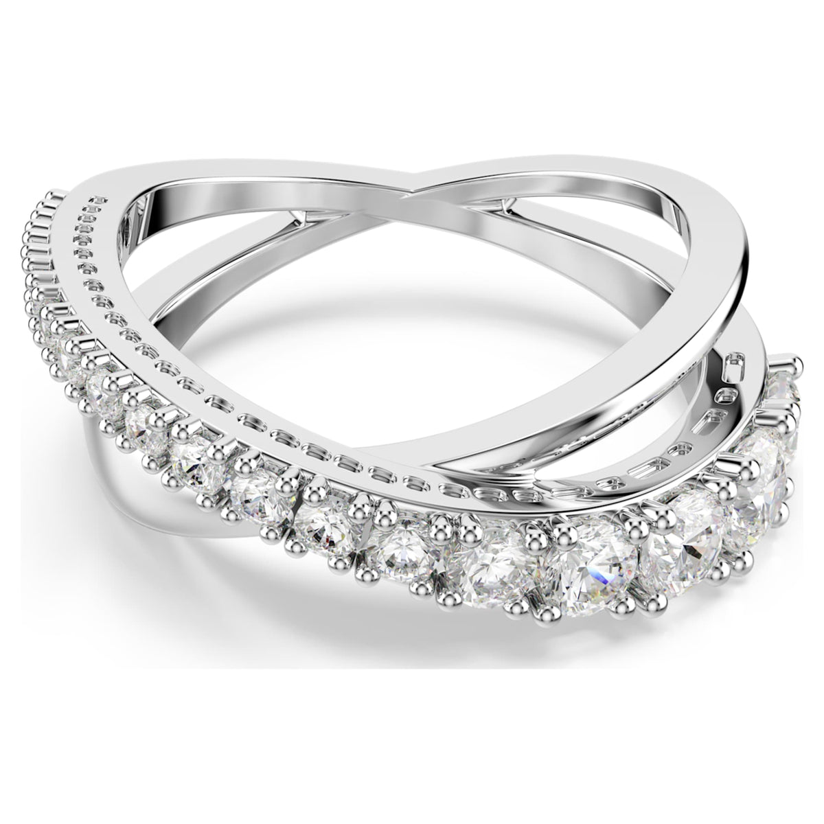 Swarovski Hyperbola ring Mixed cuts, White, Silver-tone finish