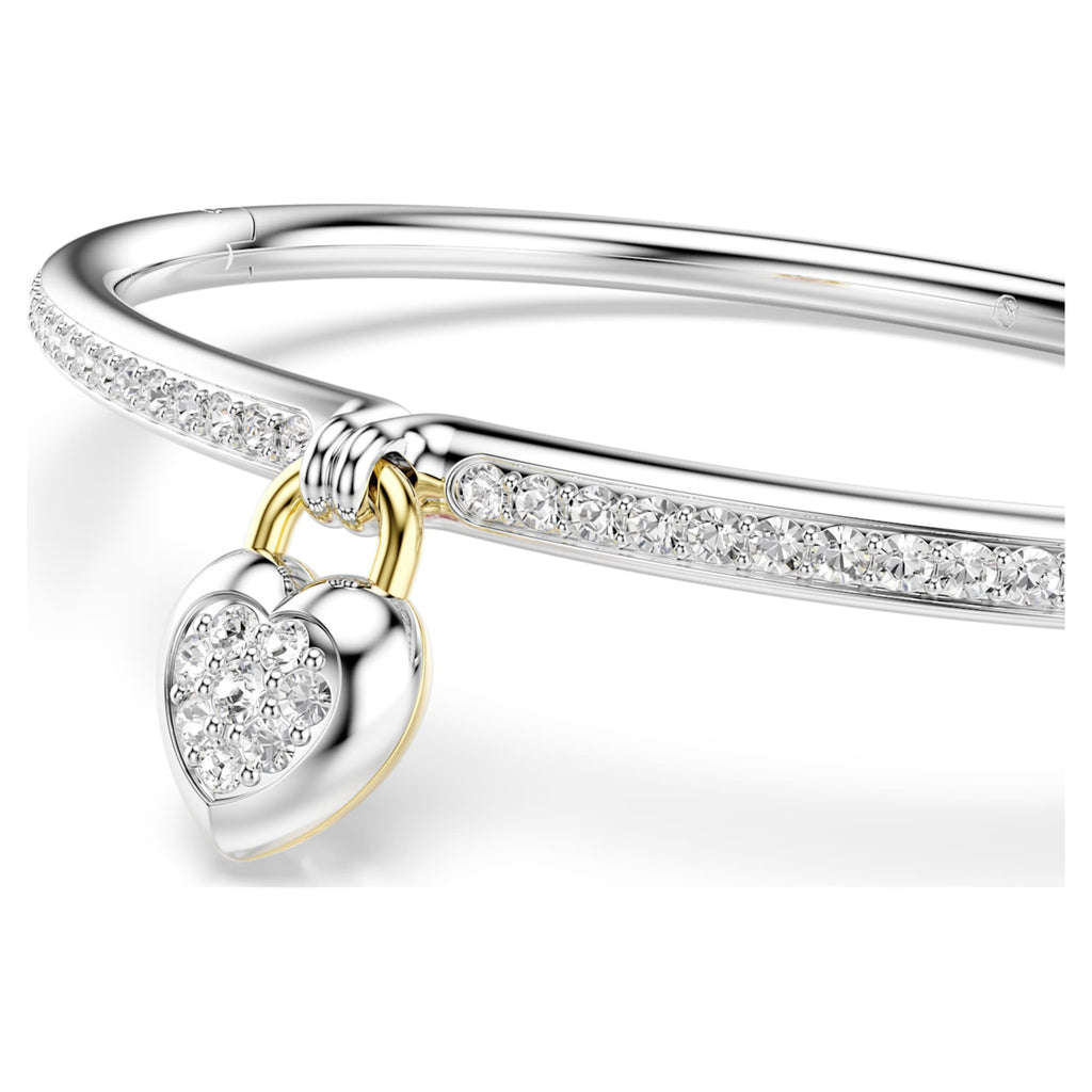 Swarovski Idyllia bangle featuring a heart motif with pink mixed-cut accents and a Mixed metal finish