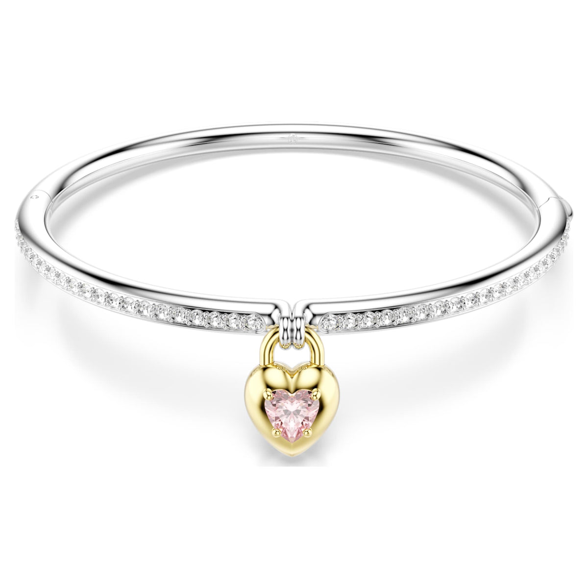 Swarovski Idyllia bangle featuring a heart motif with pink mixed-cut accents and a Mixed metal finish