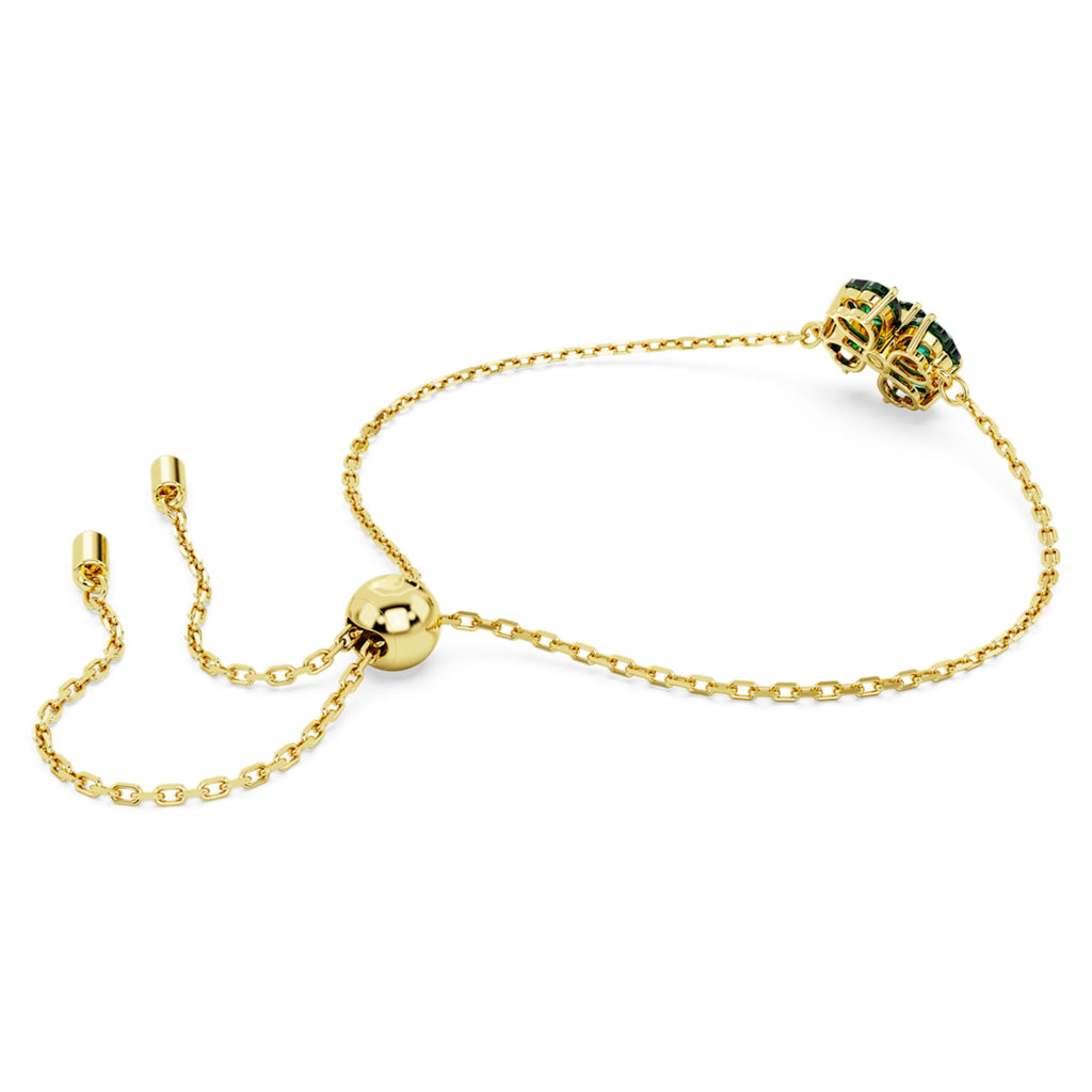Swarovski Idyllia bracelet featuring a clover motif with green mixed-cut accents and an 18K gold finish