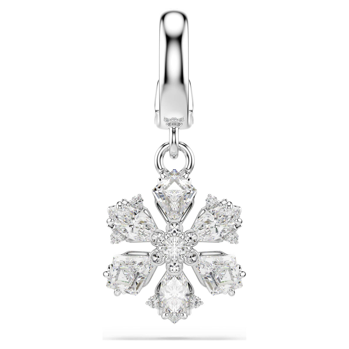 Swarovski Idyllia charm Mixed cuts, Snowflake, White, Rhodium plated