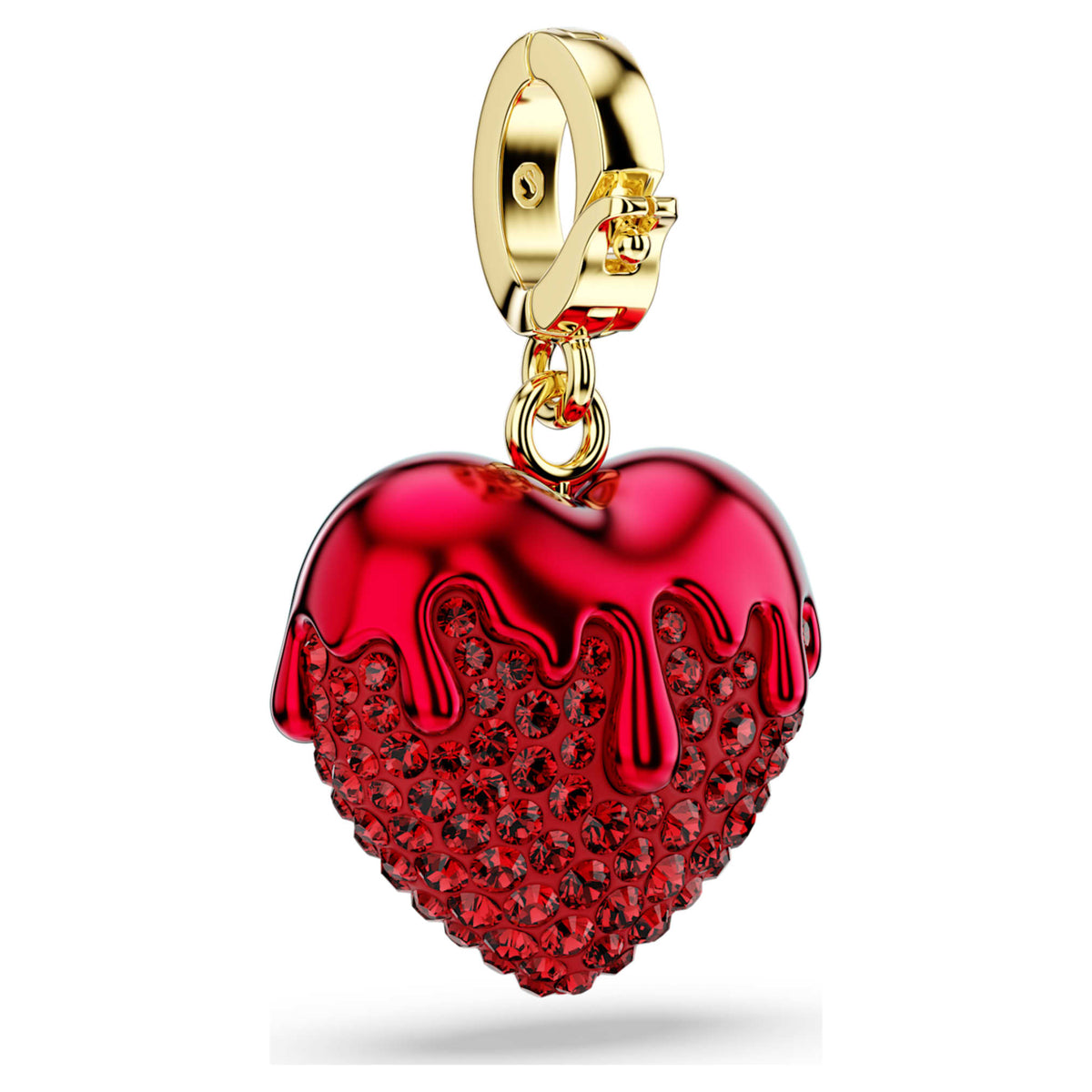 Swarovski Idyllia charm Round cut, Heart, Red, 18K gold finish