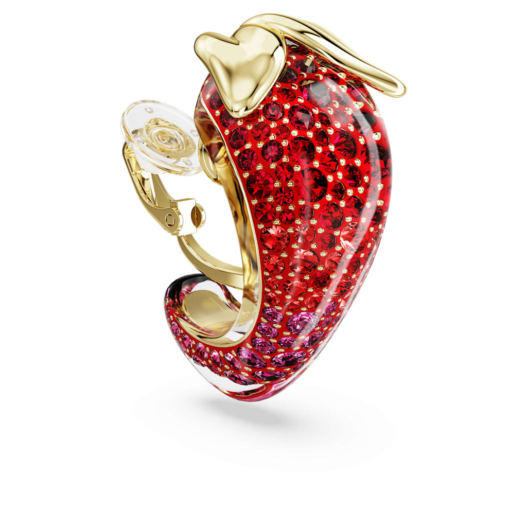 Swarovski Idyllia clip earrings with red accents and an 18K gold finish