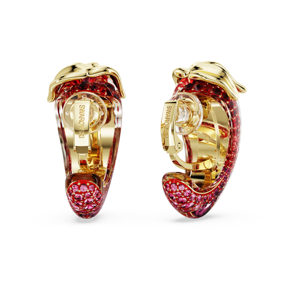 Swarovski Idyllia clip earrings with red accents and an 18K gold finish