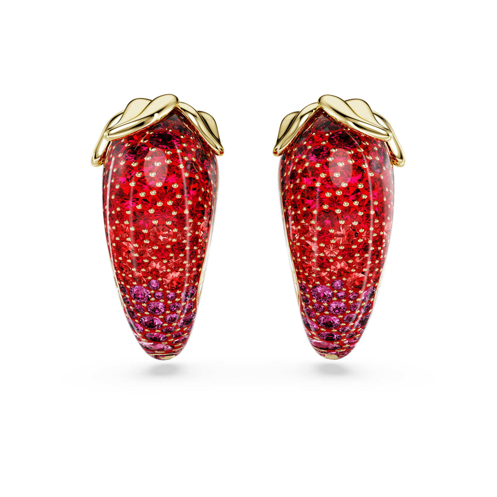Swarovski Idyllia clip earrings with red accents and an 18K gold finish
