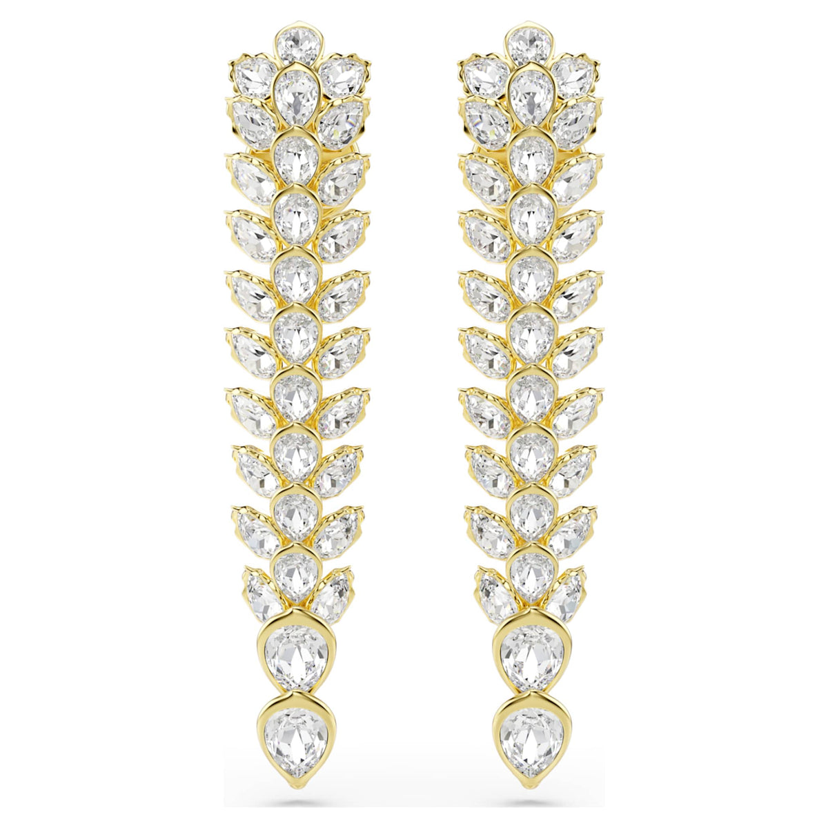 Swarovski Idyllia drop earrings Mixed cuts, Long, White, 18K gold finish