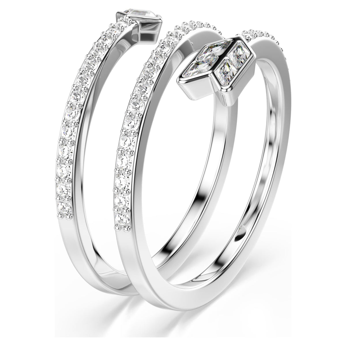 Swarovski Idyllia motif ring Mixed cuts, Arrow, White, Rhodium plated