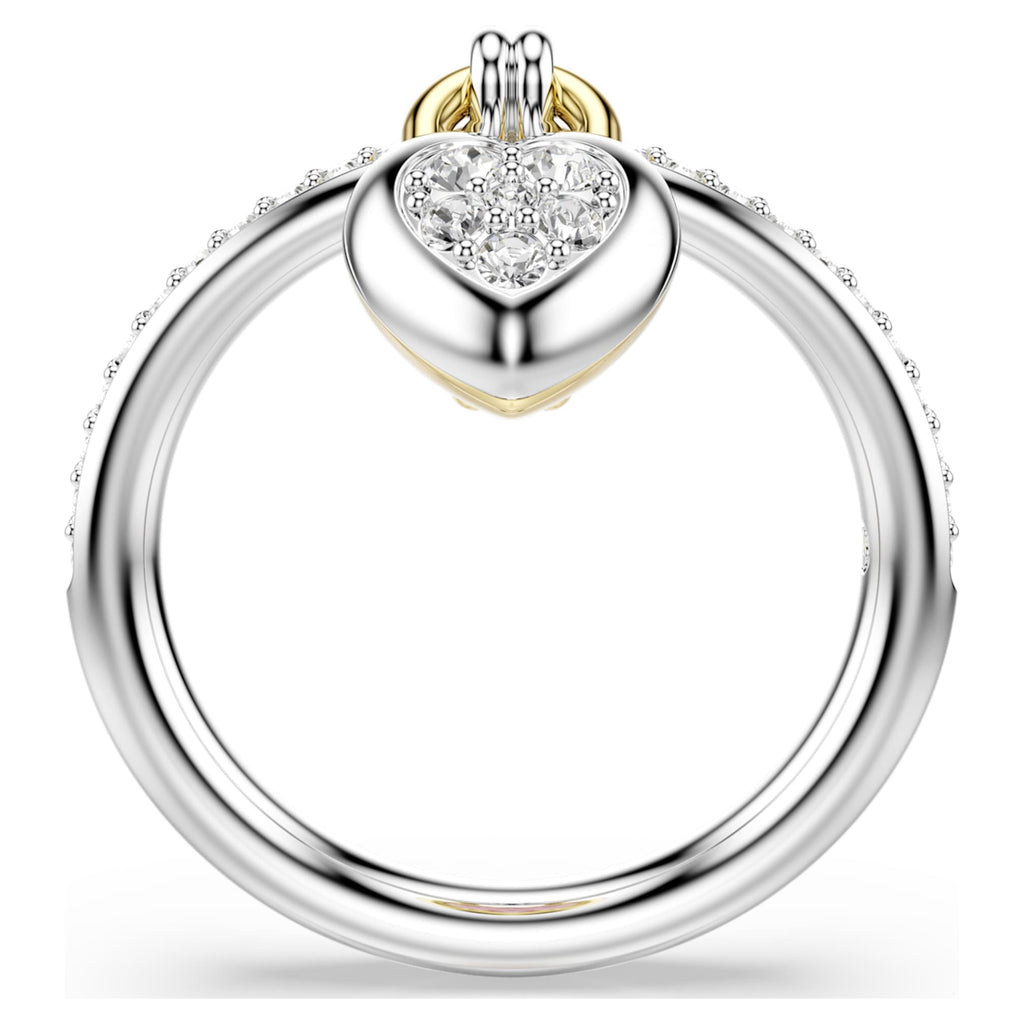 Swarovski Idyllia motif ring featuring a heart motif with pink mixed-cut accents and a Mixed metal finish