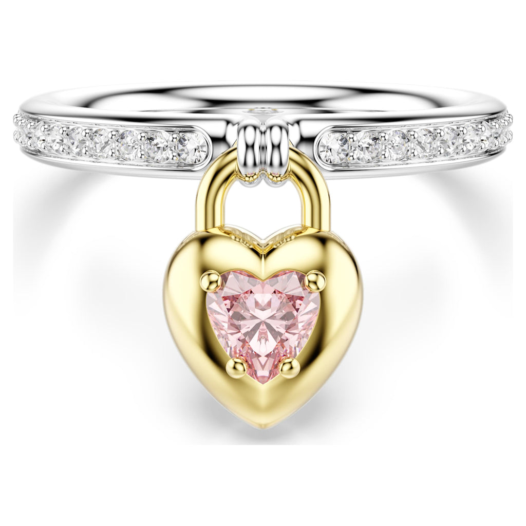 Swarovski Idyllia motif ring featuring a heart motif with pink mixed-cut accents and a Mixed metal finish