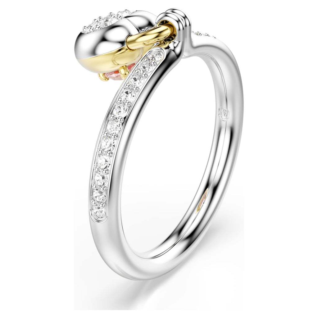 Swarovski Idyllia motif ring featuring a heart motif with pink mixed-cut accents and a Mixed metal finish