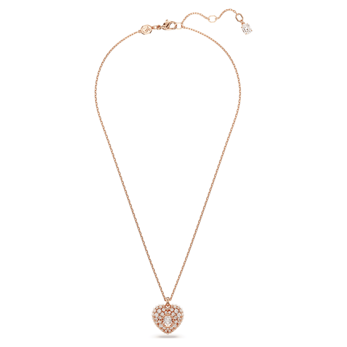 Swarovski Idyllia pendant Crystal pearl, Heart, White, 18K rose gold finish