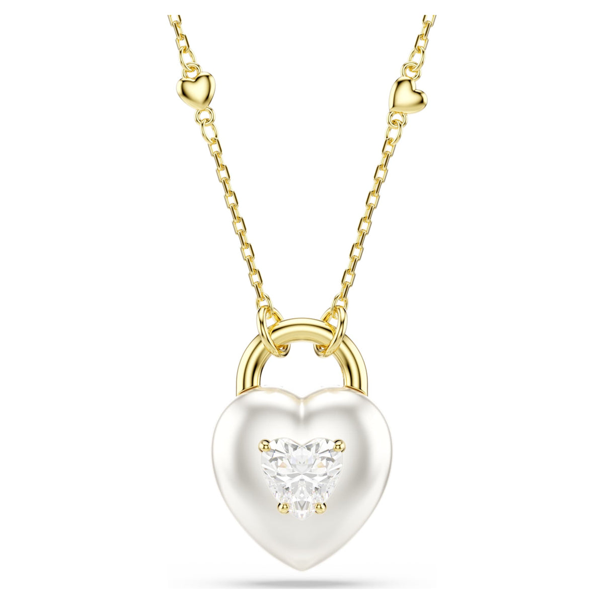 Swarovski Idyllia pendant Mixed cuts, Heart, White, 18K gold finish