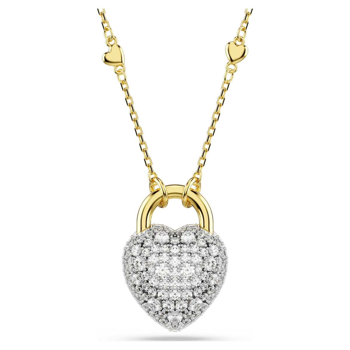 Swarovski Idyllia pendant Mixed cuts, Heart, White, 18K gold finish