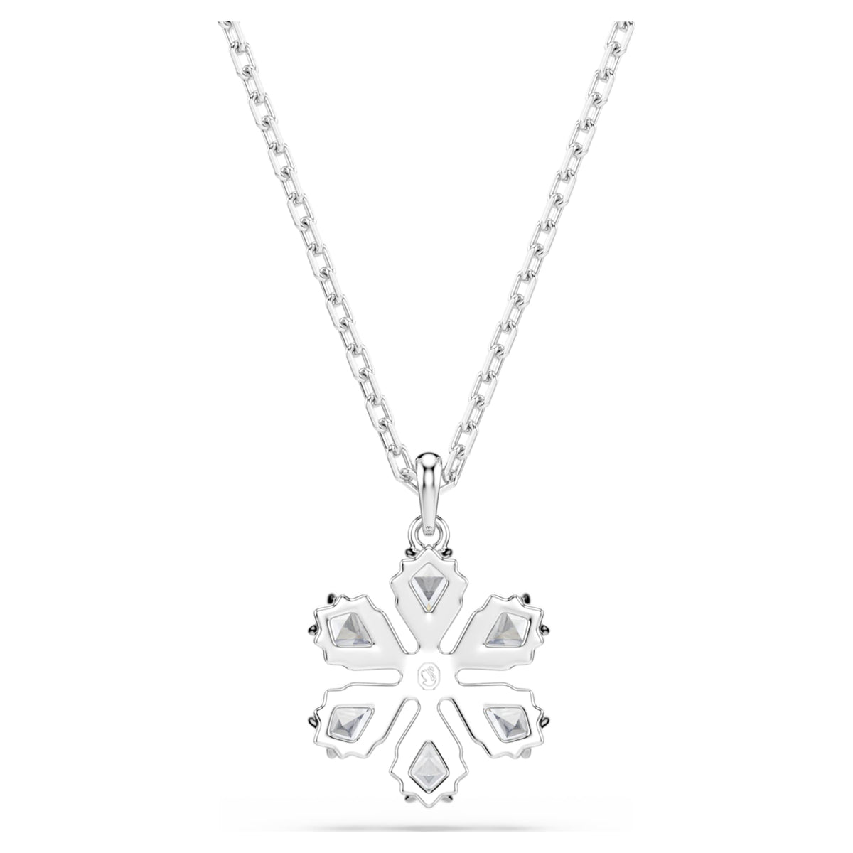 Swarovski Idyllia pendant Mixed cuts, Snowflake, White, Rhodium plated