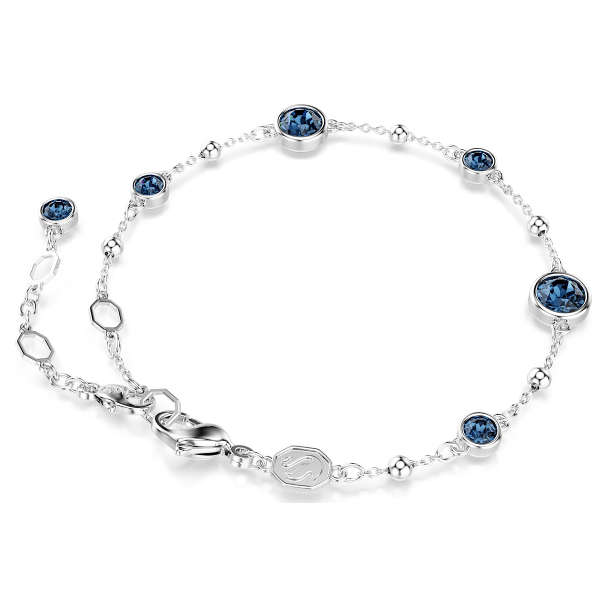 Swarovski Imber bracelet with blue round-cut accents and rhodium plating