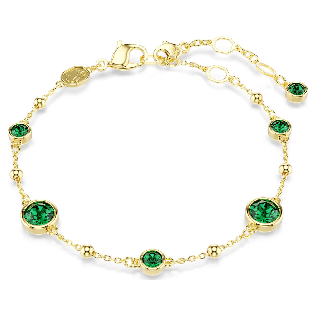Swarovski Imber bracelet with green round-cut accents and an 18K gold finish
