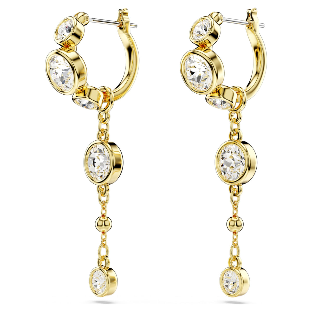 Swarovski Imber drop earrings with white round-cut accents and an 18K gold finish