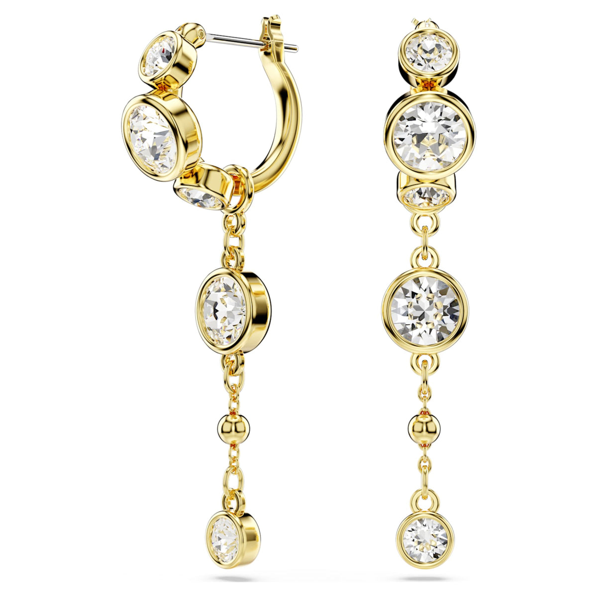 Swarovski Imber drop earrings with white round-cut accents and an 18K gold finish