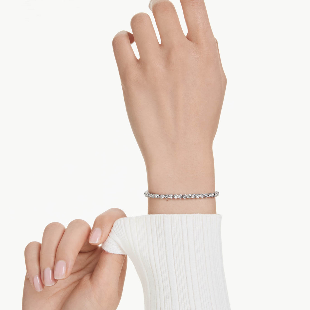 Swarovski Imber Emily Tennis bracelet with black round-cut accents and an 18K rose gold finish