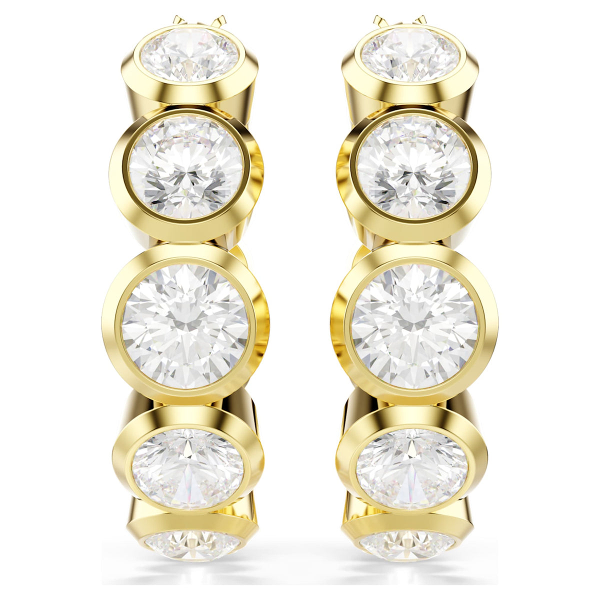 Swarovski Imber hoop earrings Round cut, White, 18K gold finish