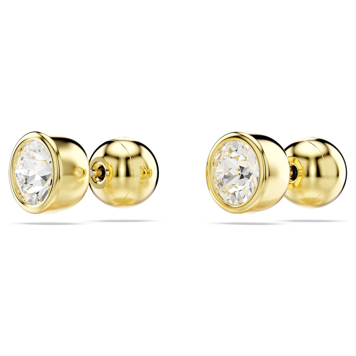 Swarovski Imber stud earrings with white round-cut accents and an 18K gold finish