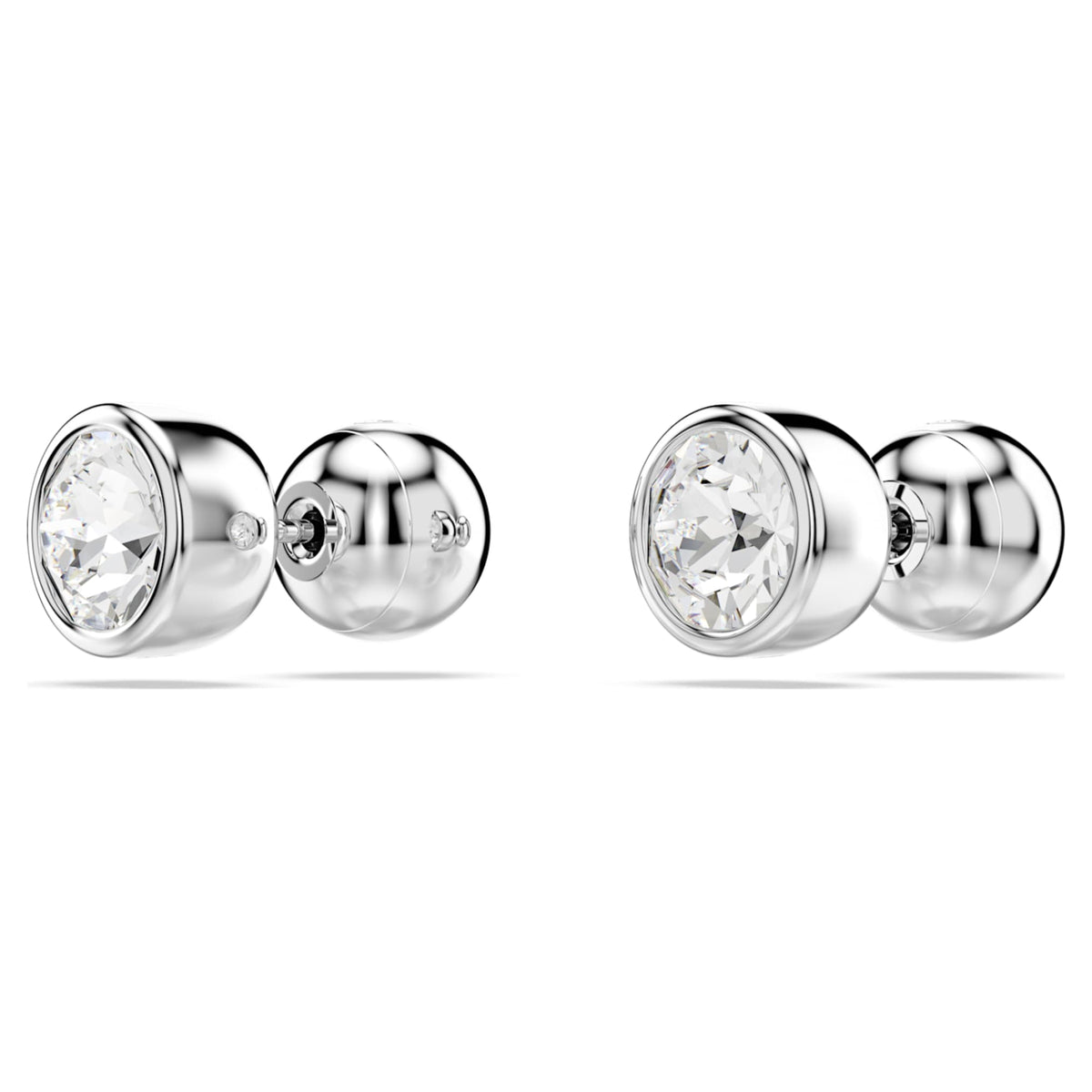 Swarovski Imber stud earrings with white round-cut accents and rhodium plating