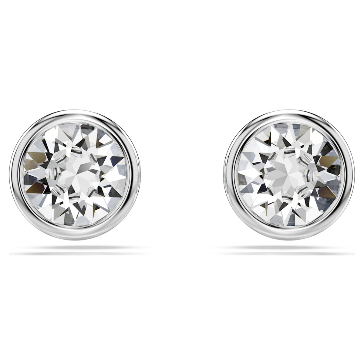 Swarovski Imber stud earrings with white round-cut accents and rhodium plating