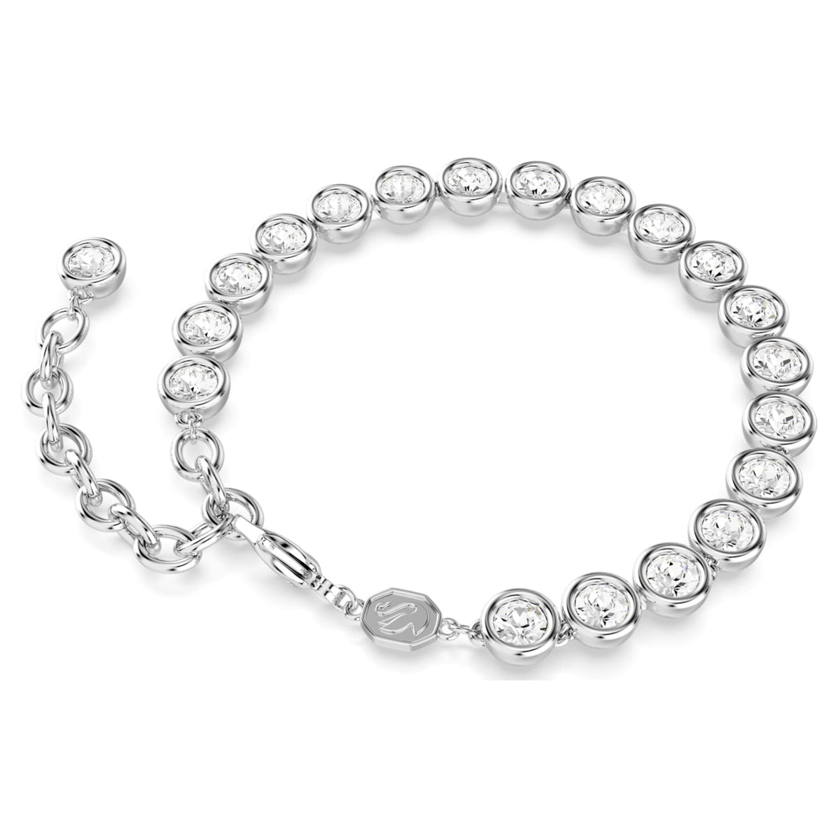 Swarovski Imber Tennis bracelet with white round-cut accents and rhodium plating