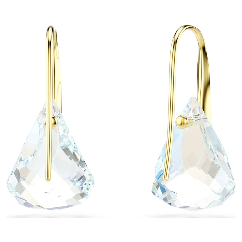 Swarovski Lunar drop earrings with white oval-cut accents and an 18K gold finish