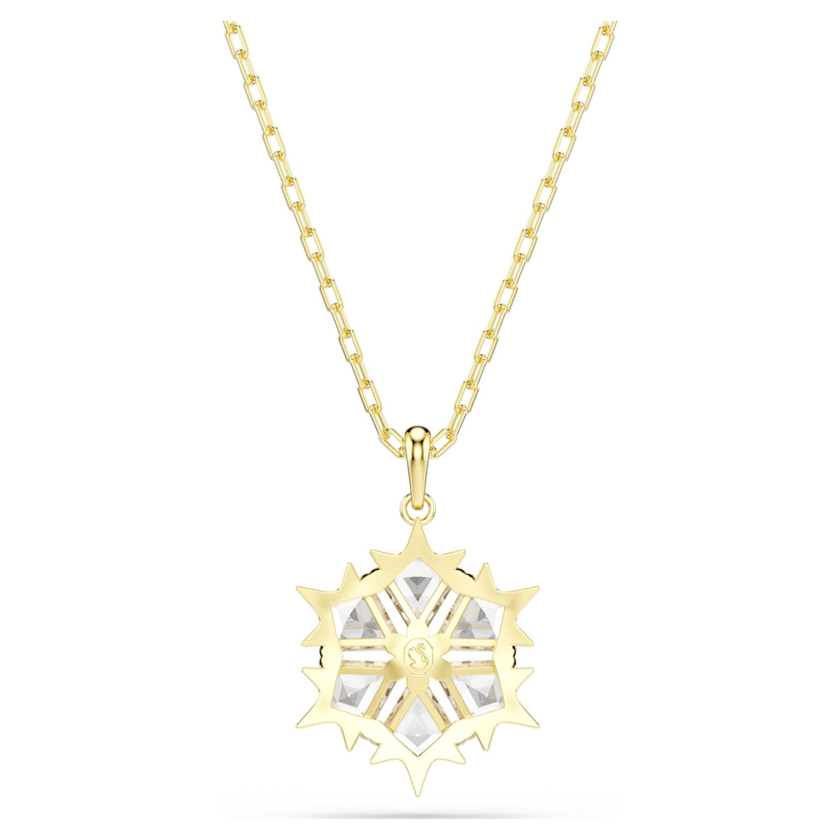 Swarovski Magic pendant Mixed cuts, Snowflake, White, 18K gold finish