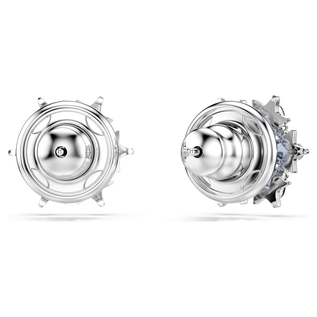Swarovski Magic stud earrings Snowflake, Blue, Rhodium plated