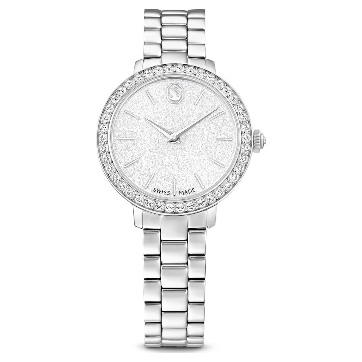 Swarovski Matrix 3-link watch Swiss Made, Metal bracelet, Silver tone, Stainless steel