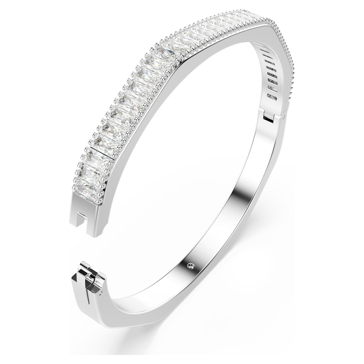 Swarovski Matrix bangle Baguette cut, Octagon shape, White, Rhodium plated