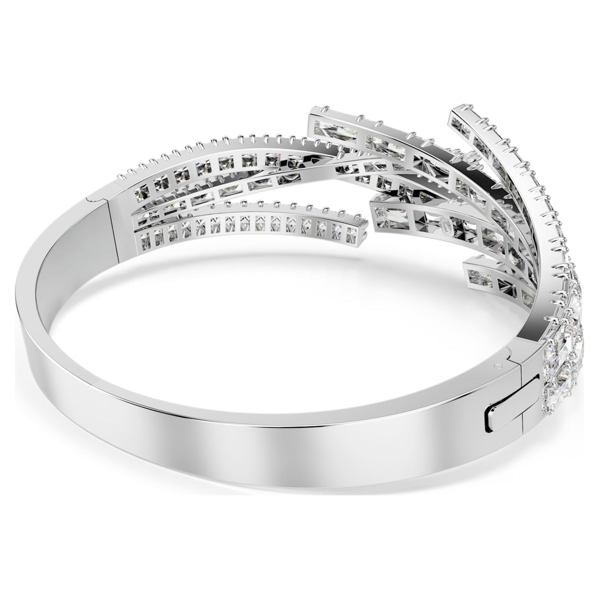 Swarovski Matrix bangle Mixed cuts, White, Rhodium plated