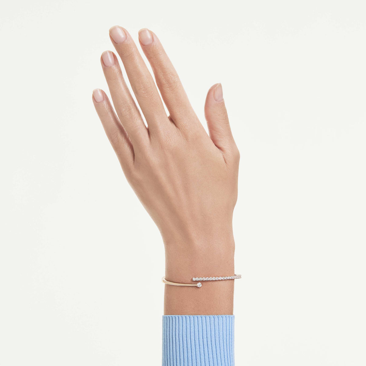 Swarovski Matrix bangle Round cut, White, 18K rose gold finish