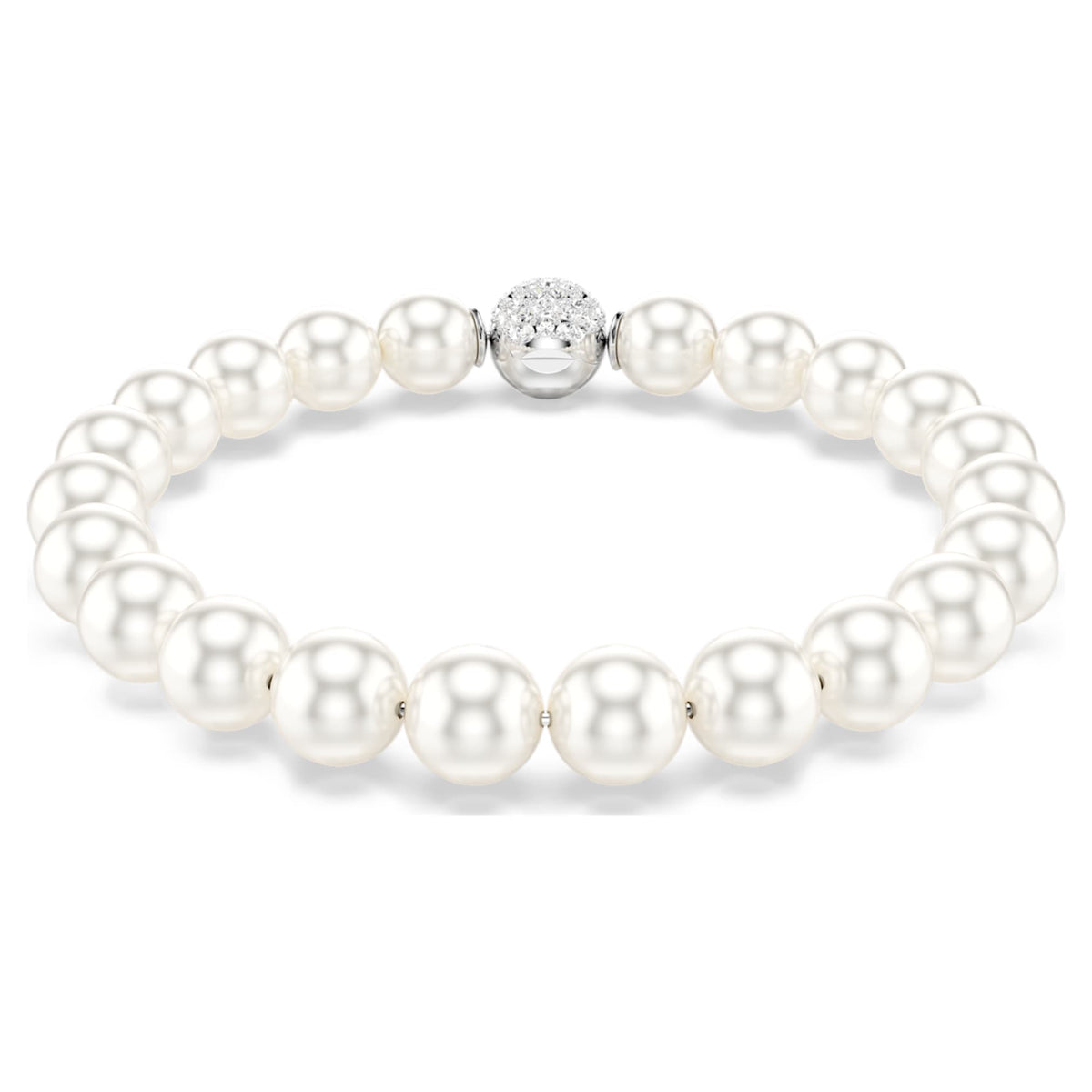 Swarovski Matrix bracelet Crystal pearl, White, Rhodium plated