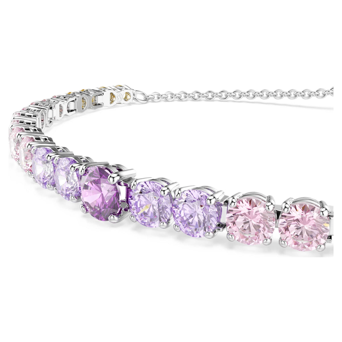 Swarovski Matrix bracelet Gradient of round cuts, Multicolored, Rhodium plated