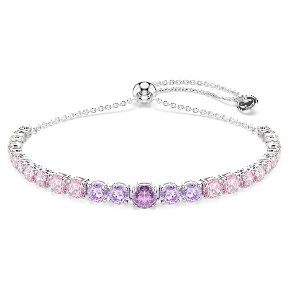 Swarovski Matrix bracelet Gradient of round cuts, Multicolored, Rhodium plated