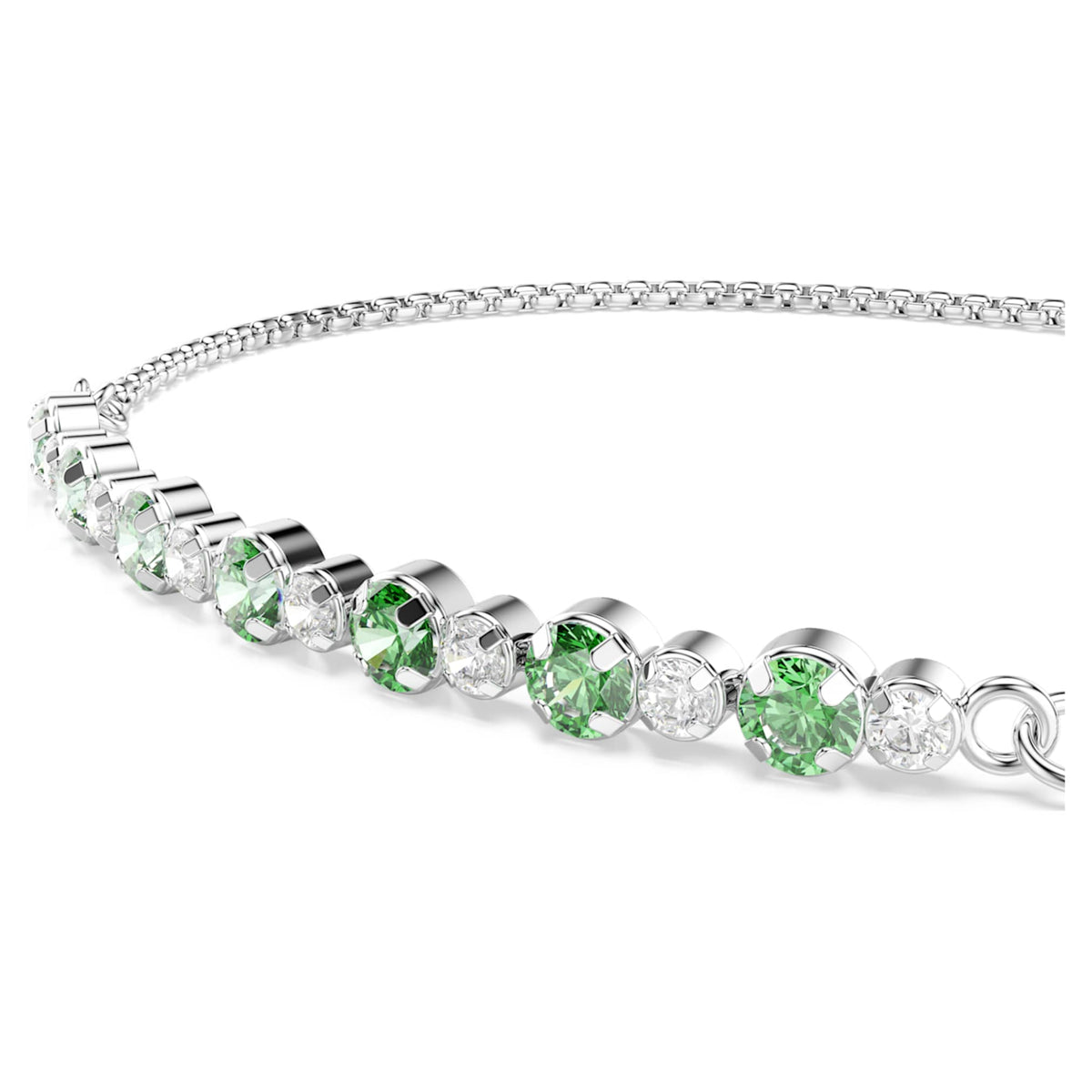 Swarovski Matrix bracelet Round cut, Green, Rhodium plated