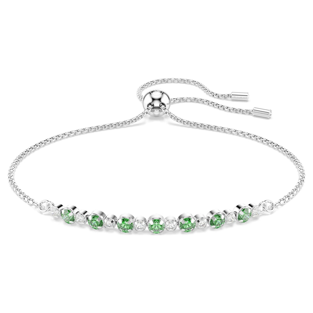 Swarovski Matrix bracelet Round cut, Green, Rhodium plated