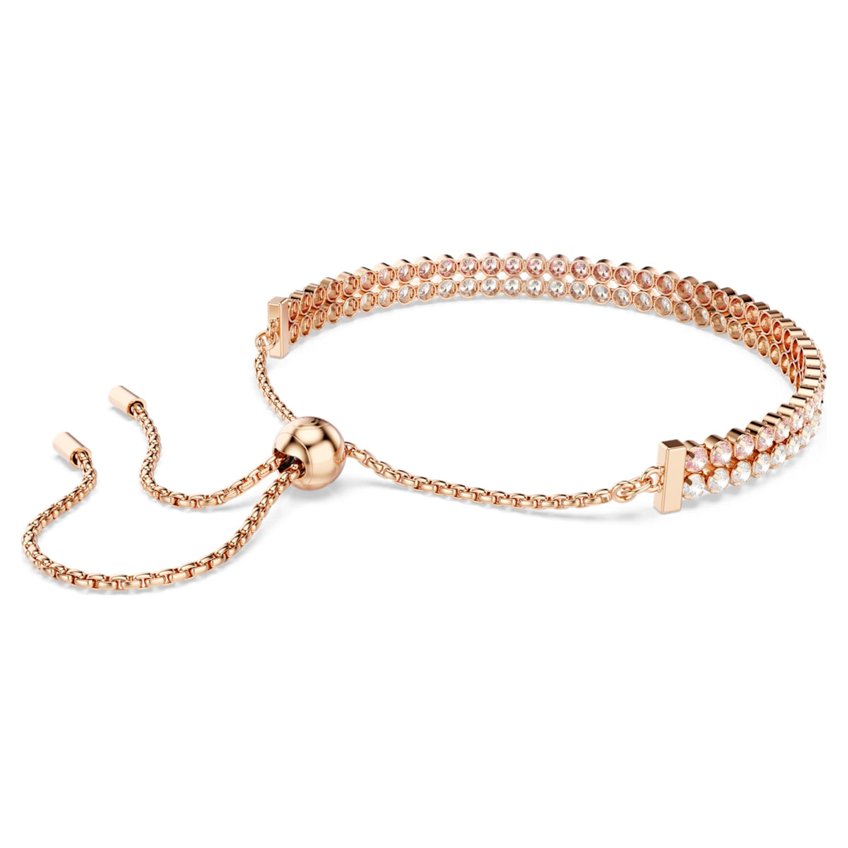 Swarovski Matrix bracelet Round cut, White, 18K rose gold finish