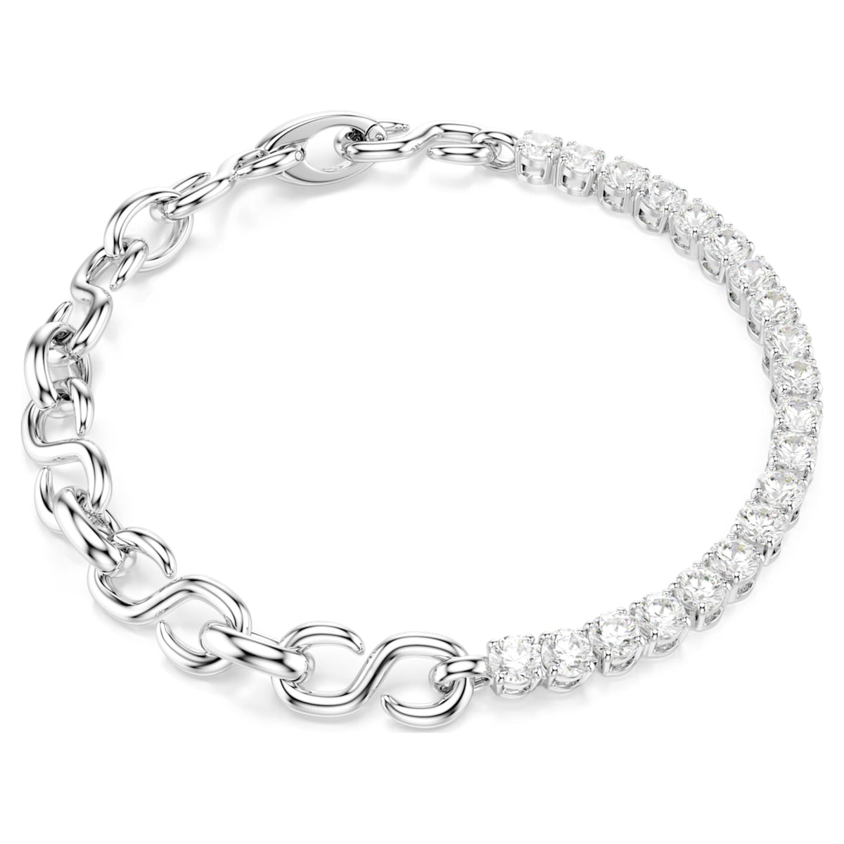 Swarovski Matrix bracelet Round cut, White, Rhodium plated