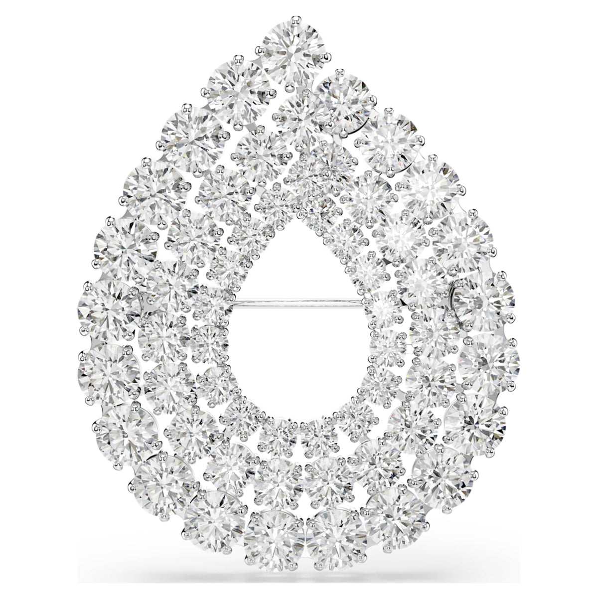 Swarovski Matrix brooch Round cut, White, Rhodium plated
