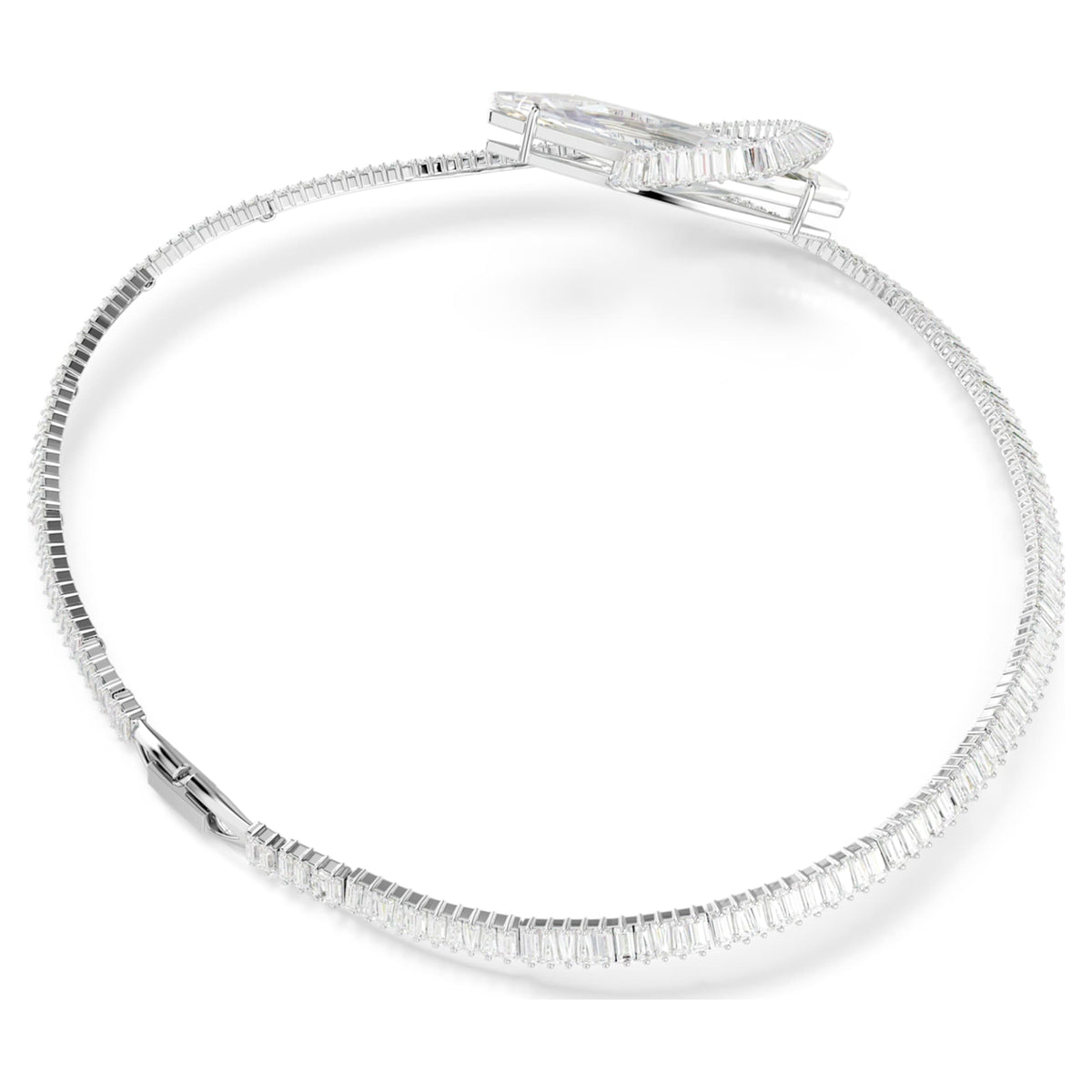 Swarovski Matrix choker with white baguette-cut accents and rhodium plating