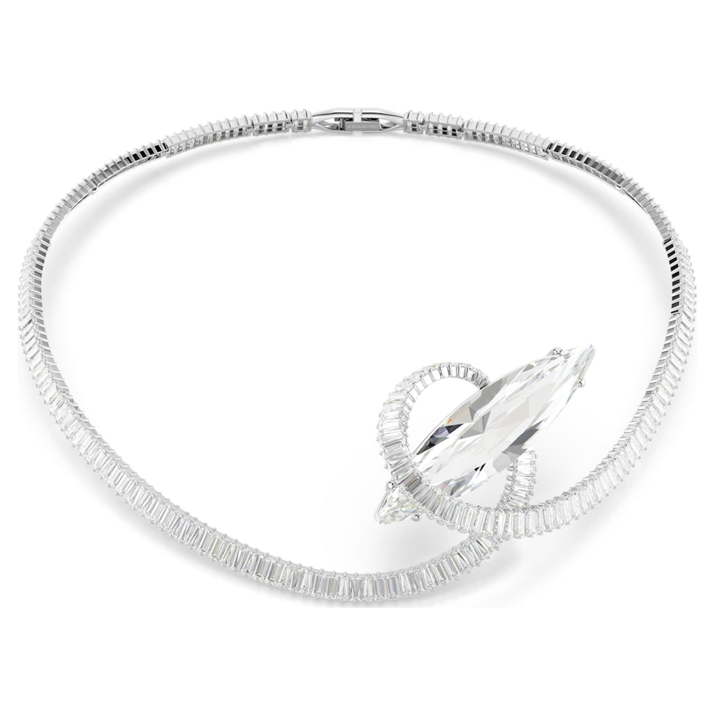 Swarovski Matrix choker with white baguette-cut accents and rhodium plating