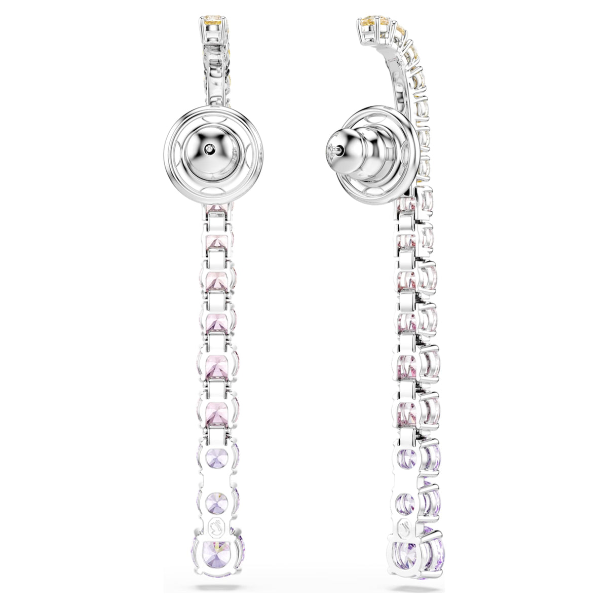 Swarovski Matrix drop earrings Gradient of round cuts, Multicolored, Rhodium plated